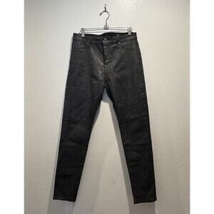 AG Adriano Goldschmied Size 29 Farrah Skinny Ankle Jeans Black Silver Shimmer